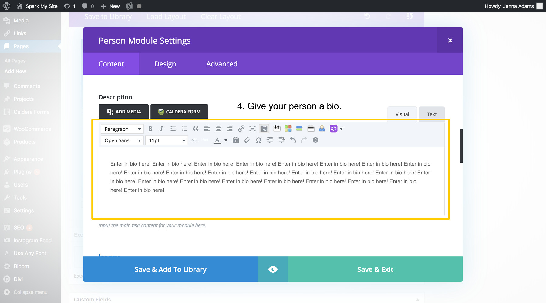 Divi Tutorials: How to Use the Person Module - Spark My Site