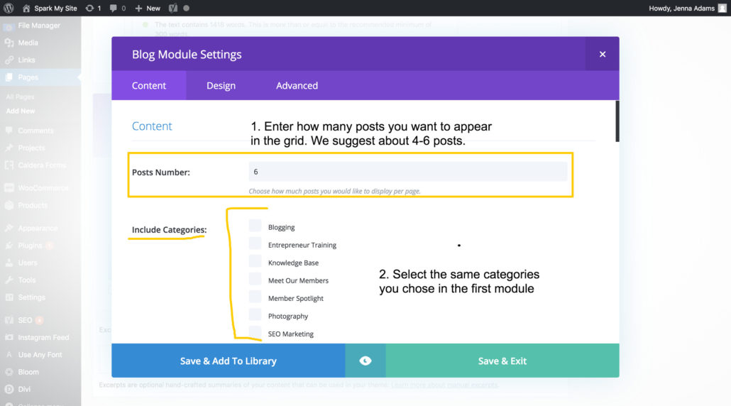 Divi Tutorials: How to Use the Blog Feed Module - Spark Sites from ...