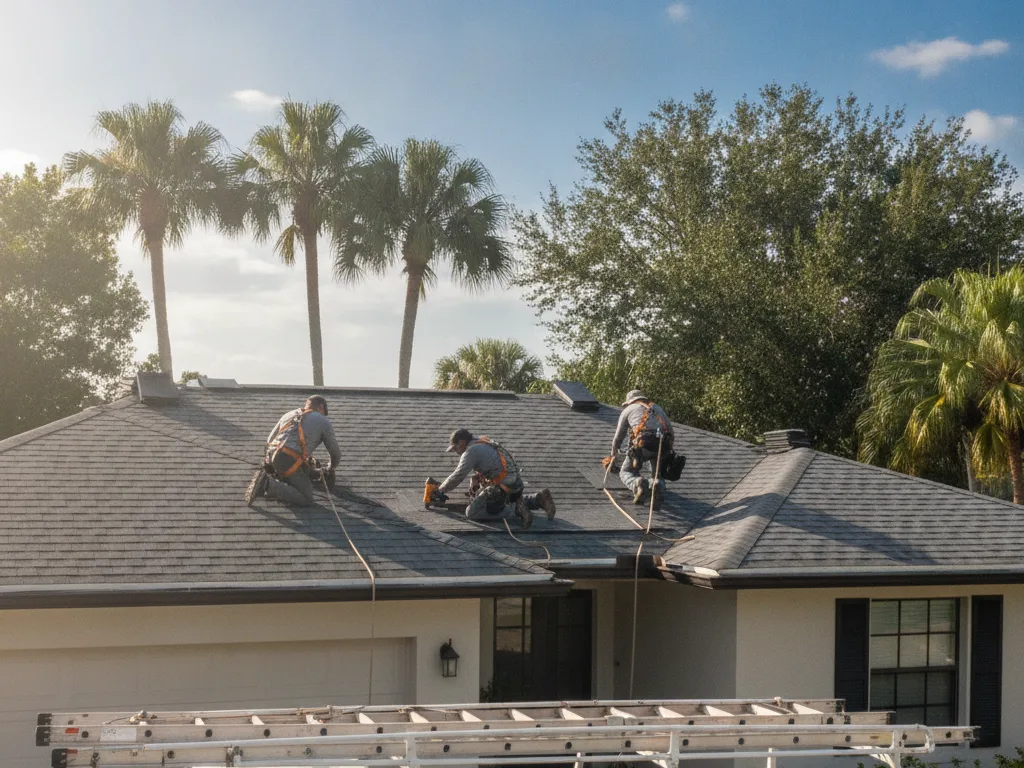 Roofing crew on a Central Florida home